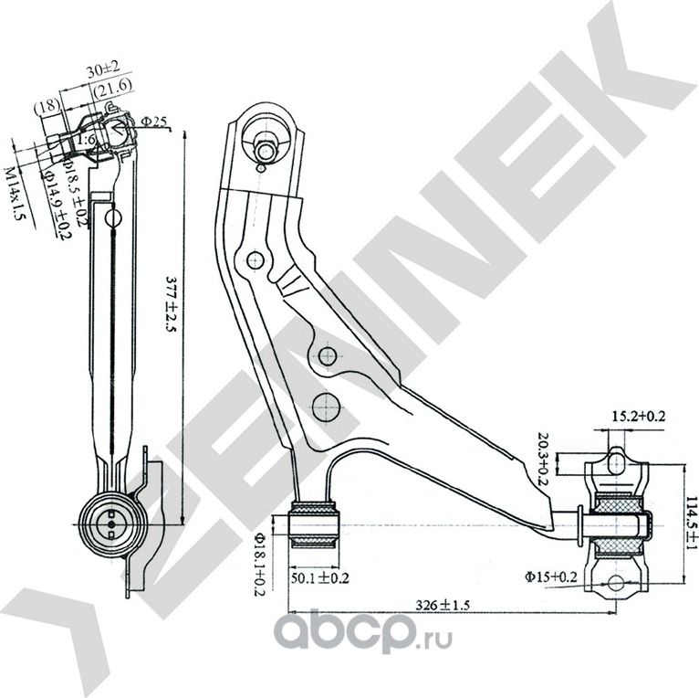 Рычаг передний нижний правый NISSAN PRIMERA 96-02 (Zennek). Артикул DCA0041