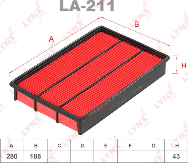Воздушный фильтр LYNXauto для Nissan Cima II (Y32) 1991-1996. Артикул LA-211