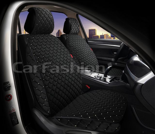Накидки универсальные CarFashion Sokol Front на передние сидения авто, цвет Черный/Черный/Бежевый. Артикул 26224