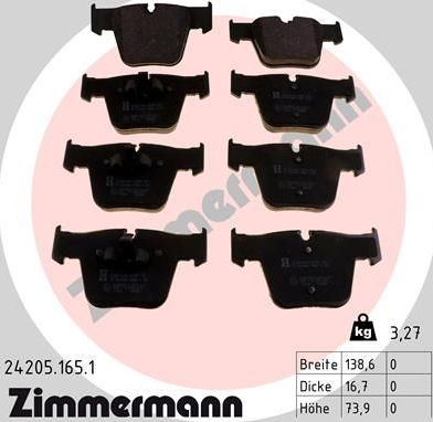 Тормозные колодки Zimmermann. Артикул 24205.165.1