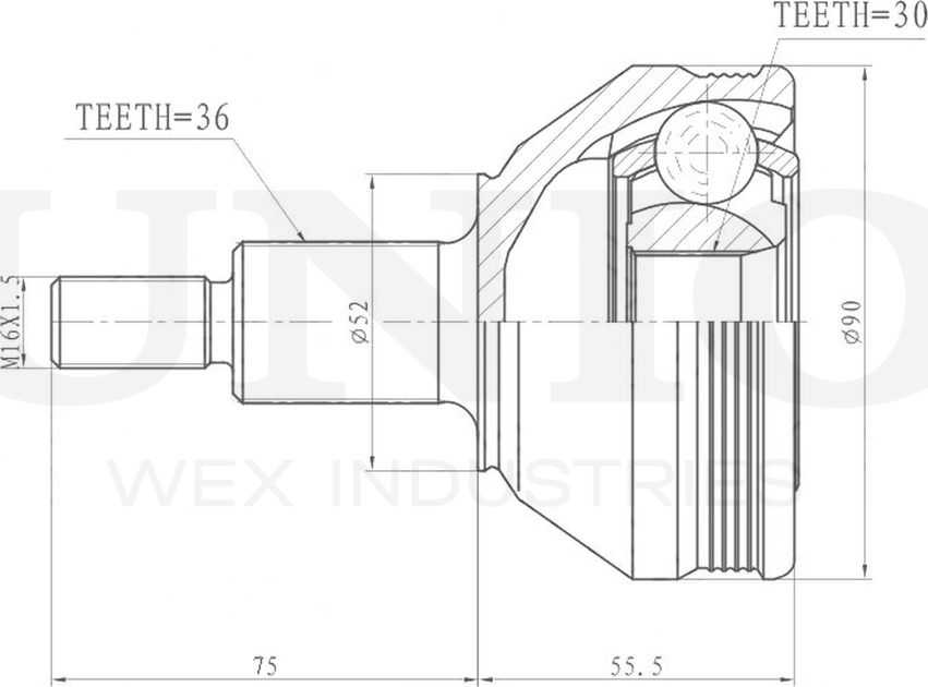 ШРУС наружный (Unio). Артикул CVJ-20017