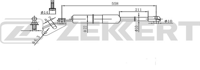 Амортизатор (упор) багажника Zekkert для Mazda 5 I (CR) 2005-2010. Артикул GF-2608