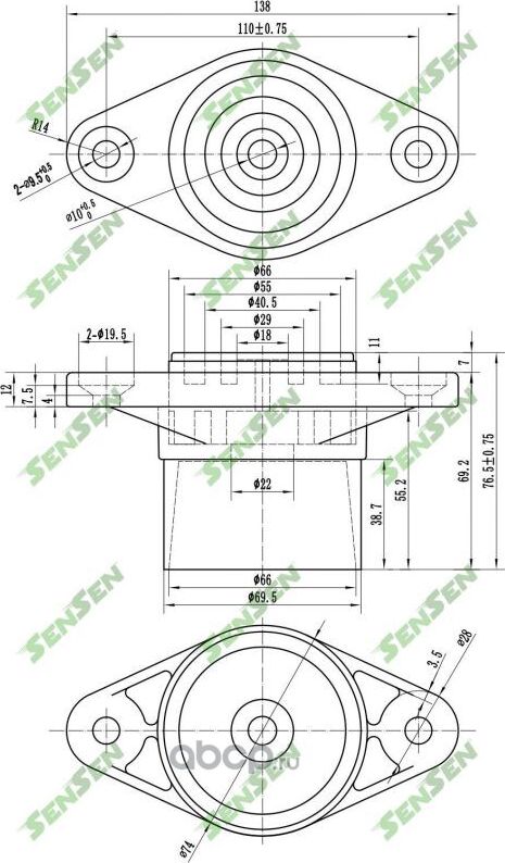 ОПОРА АМОРТИЗАТОРА ЗАДНЕГО AUDI A4 1.6-4.2/1.8T/1.9TDI/2.0FSI 00 (Sensen). Артикул M61123
