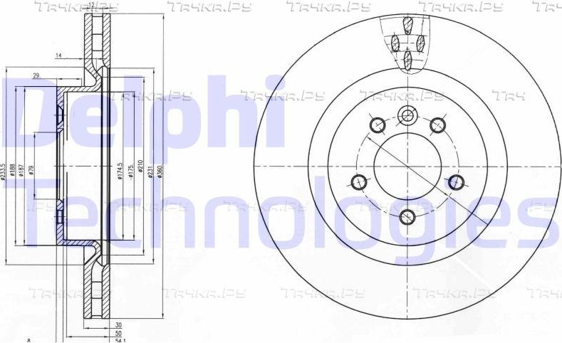 Тормозной диск Delphi передний для Land Rover Discovery IV 2009-2016. Артикул BG9007C