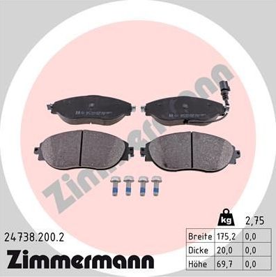 Тормозные колодки Zimmermann. Артикул 24738.200.2