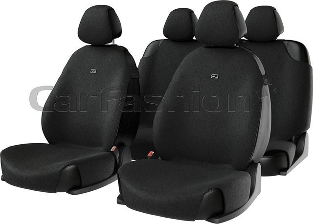 Накидки универсальные CarFashion Forum для авто, цвет Черный/LOGO серый. Артикул 22023