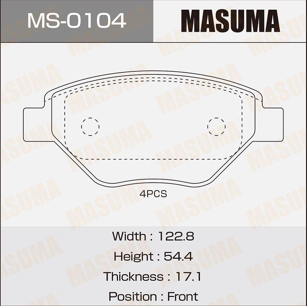 Тормозные колодки Masuma. Артикул MS-0104