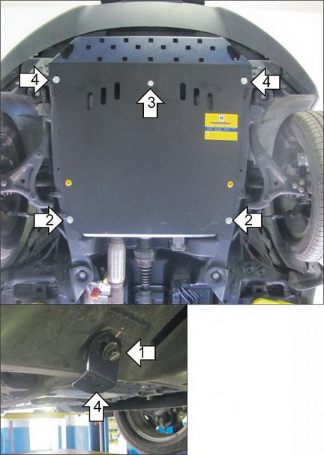 Защита Мотодор (универсальная) для двигателя, КПП SsangYong Actyon II New 2011-2026. Артикул 02809