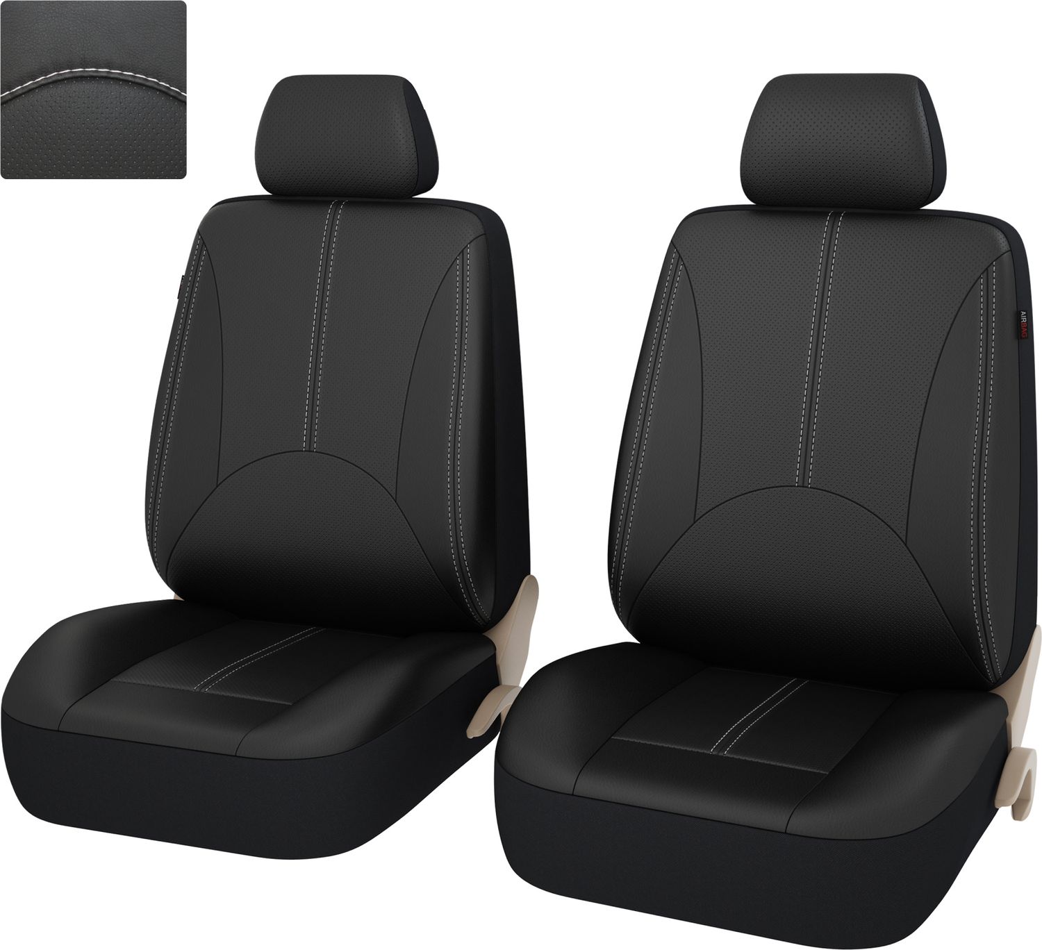 Чехлы универсальные PSV Imperial Next 2 FRONT на сидения, цвет Черный/отстрочка белая. Артикул 124784