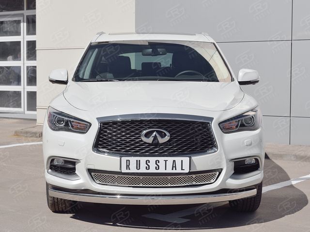 Защита RusStal переднего бампера d75х42 (дуга) для Infiniti QX60 2016-2026. Артикул IQXZ-002673
