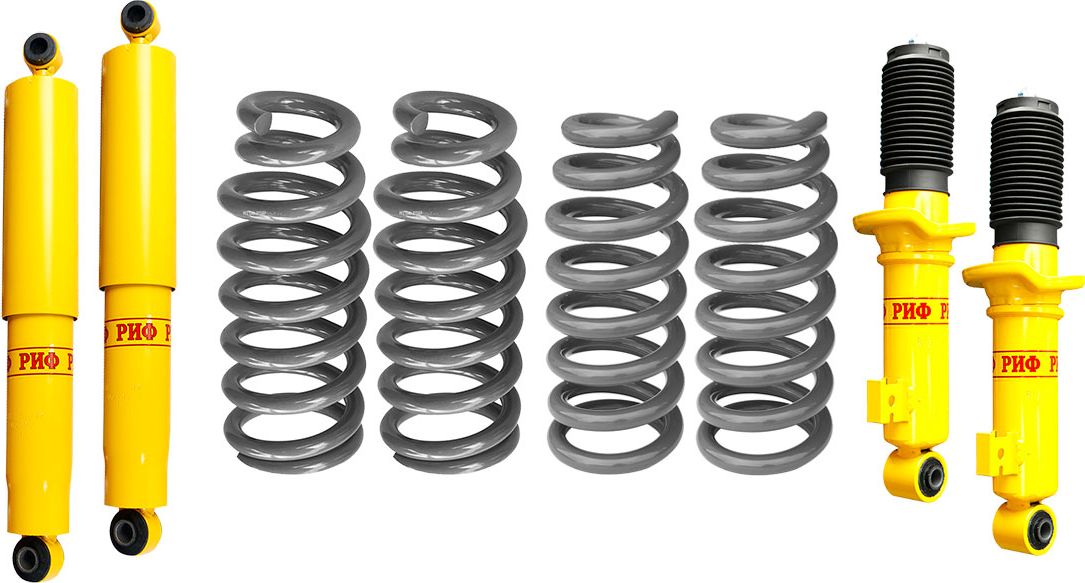 Лифт-комплект РИФ жесткий для Mitsubishi Pajero Sport III 2015-2026, лифт 40 мм, нагрузка передних пружин + 110 кг, задних +0-300 кг. Артикул RIF-PS3-C