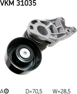 Натяжной ролик (натяжитель) приводного поликлинового ремня SKF. Артикул VKM 31035