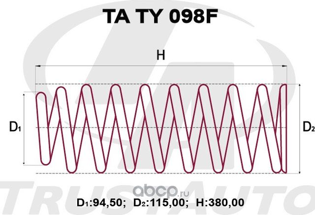 Пружина подвески усиленная (Trustauto). Артикул TATY098F