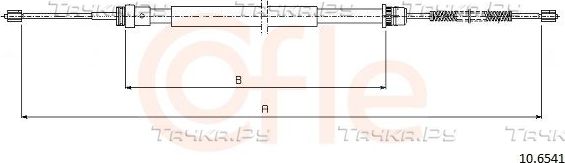 Трос ручника (тросик ручного тормоза) Cofle. Артикул 10.6541