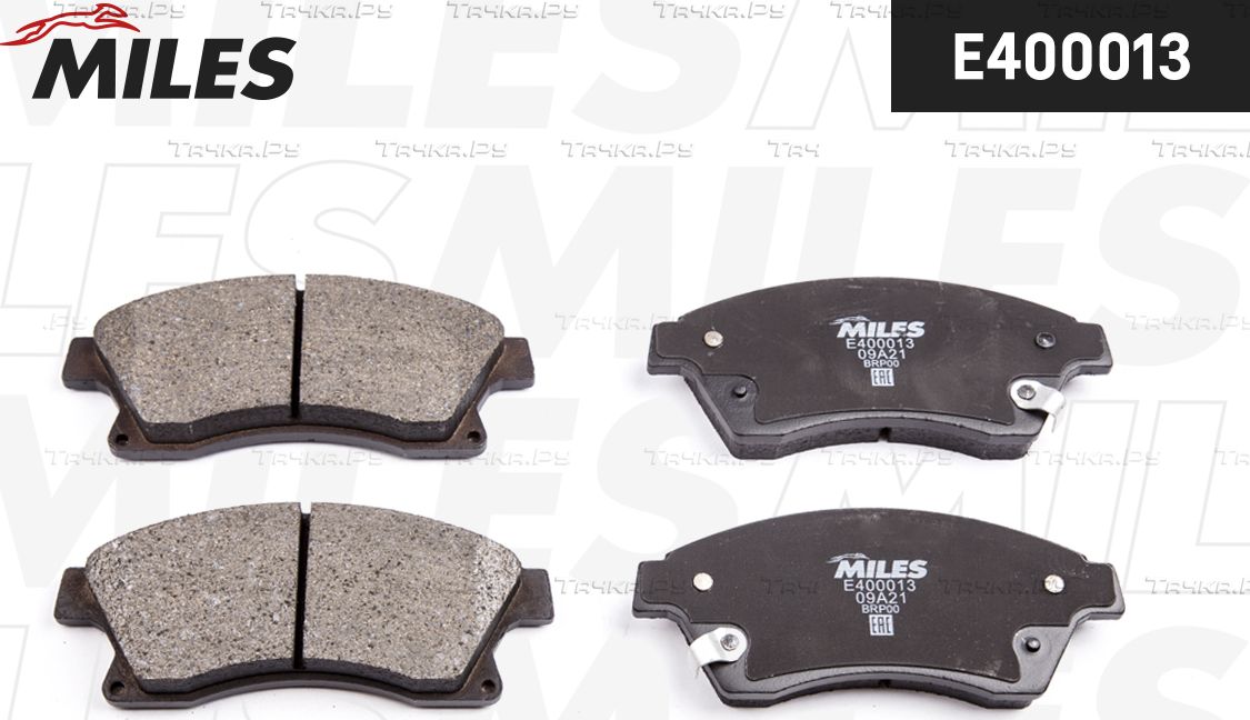 Тормозные колодки Miles (Low-Metallic) передние для Chevrolet Aveo II 2011-2015. Артикул E400013