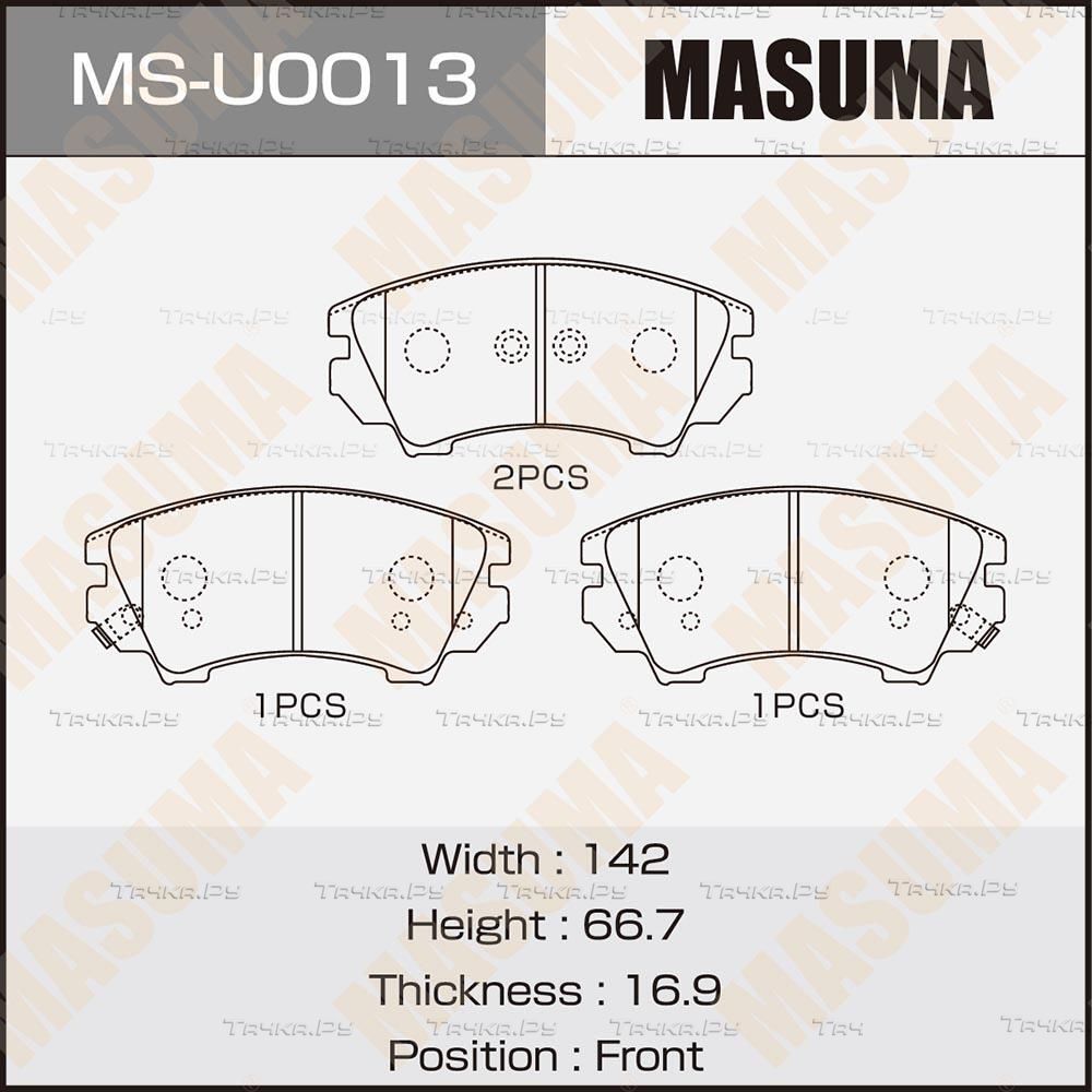 Тормозные колодки Masuma передние для Opel Astra J 2009-2017. Артикул MS-U0013