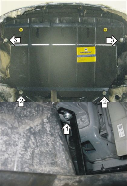 Защита Мотодор для картера, КПП Toyota Yaris P2 2006-2010. Артикул 02527