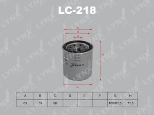 Масляный фильтр LYNXauto для Nissan Cefiro A33 2000-2003. Артикул LC-218