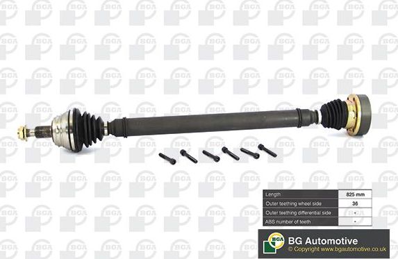 Полуось (привод в сборе, приводной вал) BGA передняя правая для Audi A3 I (8L) 1996-2003. Артикул DS9618R