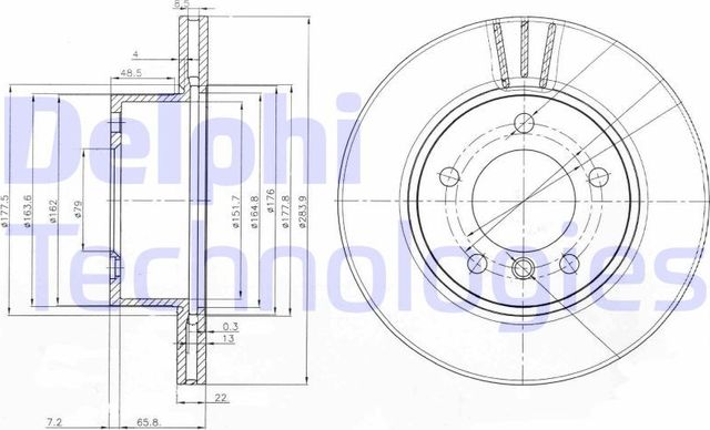 Тормозной диск Delphi передний для BMW 1 III (F40) 2011-2026. Артикул BG3899