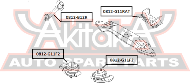 Подушка (опора) двигателя Asva задняя для Subaru Forester II 2002-2008. Артикул 0812-B12R