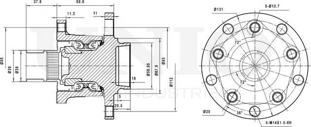 Ступица колеса с интегрированным подшипником (Unio). Артикул HUB-20075