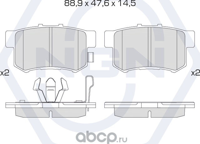 Колодки тормозные керамические, задние (NGN). Артикул 3501538