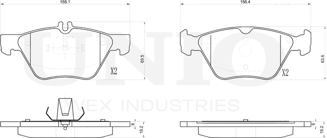 Колодки тормозные дисковые, комплект (Unio). Артикул BRP-20427