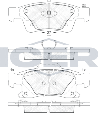 Тормозные колодки Icer задние для Dodge Durango III 2011-2026. Артикул 181989