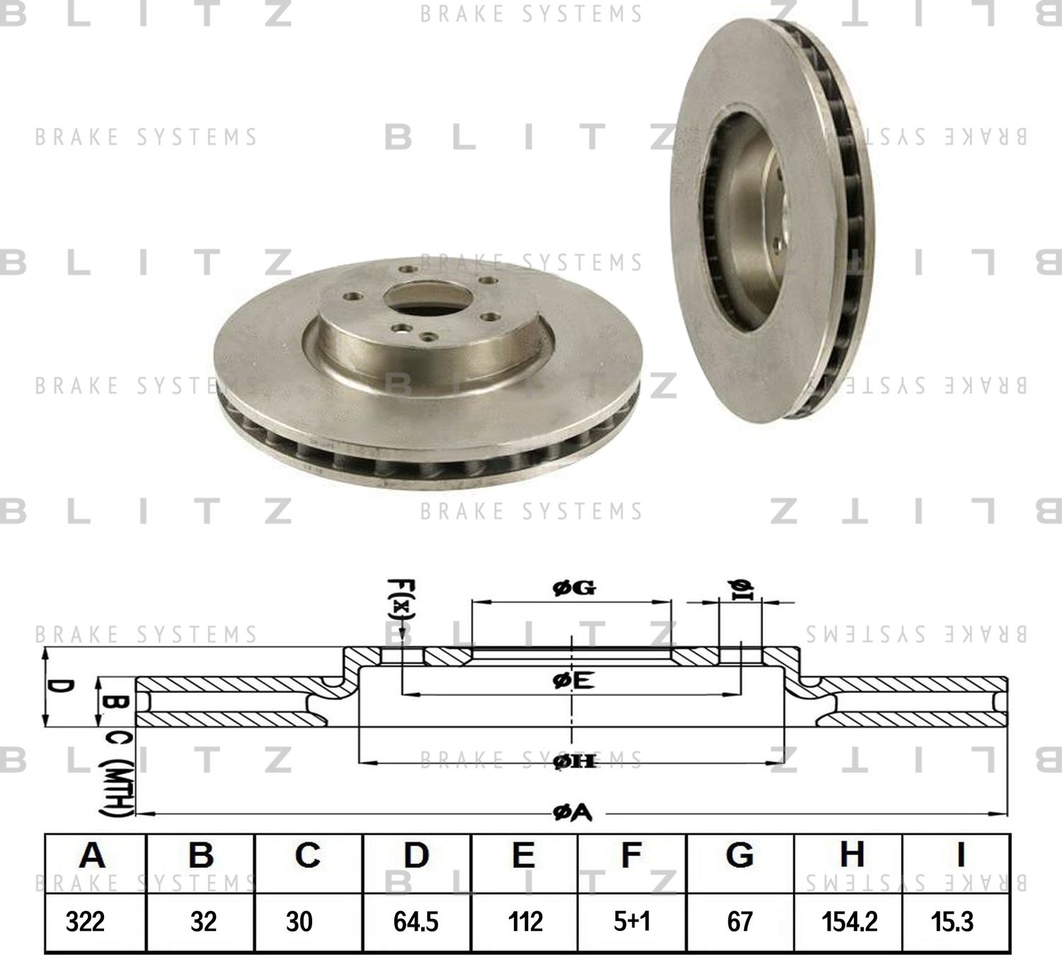 Диск тормозной MB W204/W212 07- перед. вент. (Blitz). Артикул BS0268