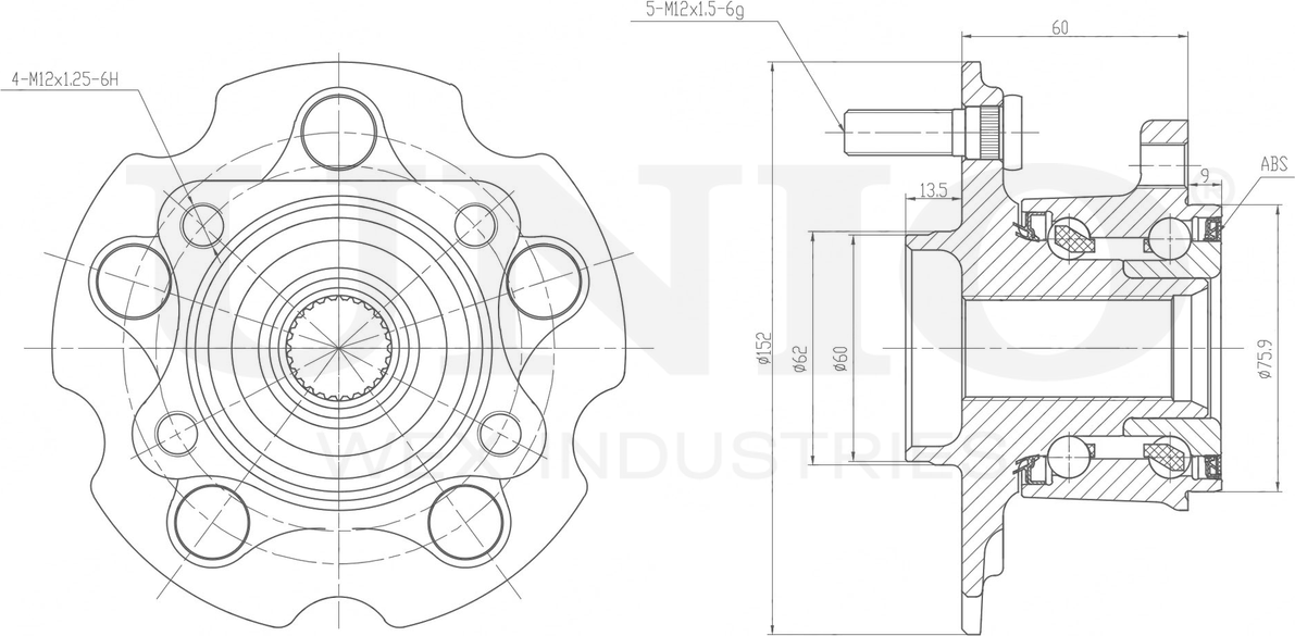 Ступица колеса с интегрированным подшипником (Unio). Артикул HUB-20069