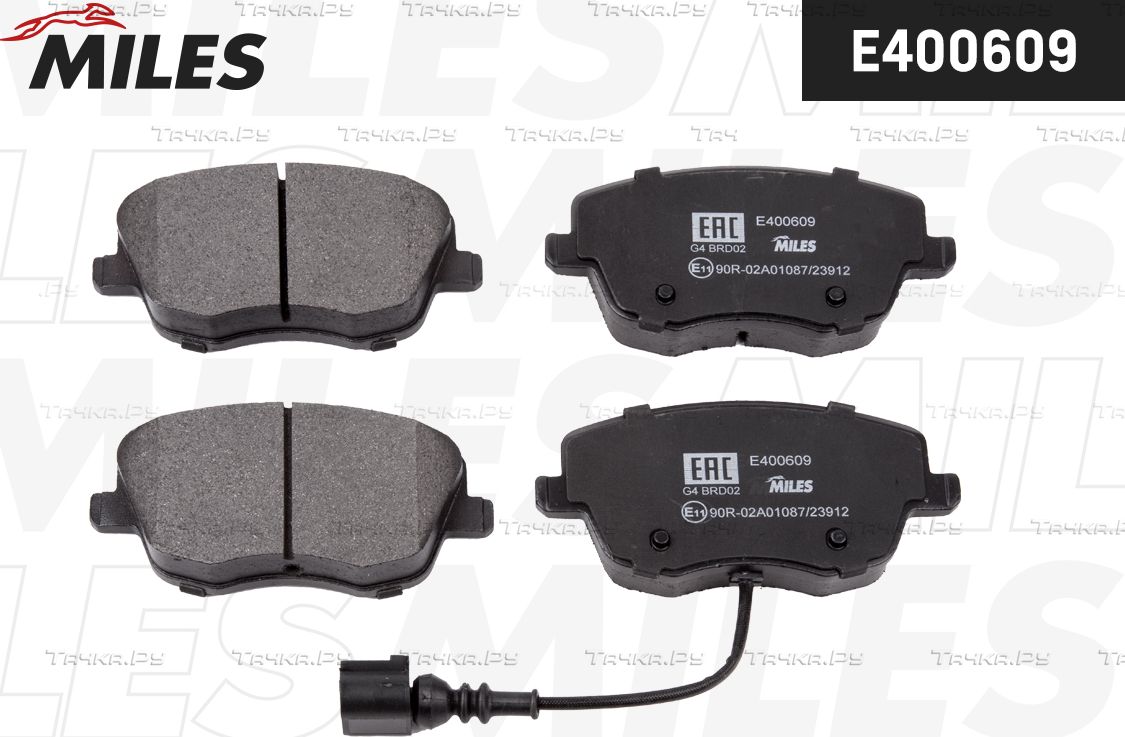 Тормозные колодки Miles (Low-Metallic) передние для Skoda Fabia II 2007-2014. Артикул E400609