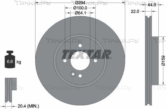 Тормозной диск Textar Pro+ передний для MINI Clubman I (R55) 2007-2014. Артикул 92183505
