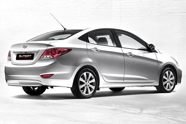 Защита Slitkoff заднего бампера d42 для Hyundai Solaris I седан 2010-2017. Артикул HS002