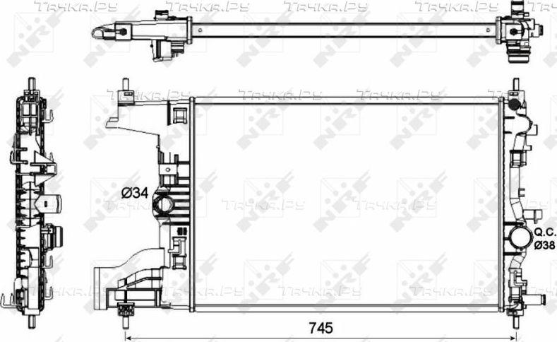 Радиатор охлаждения двигателя NRF для Opel Astra J 2009-2017. Артикул 53148
