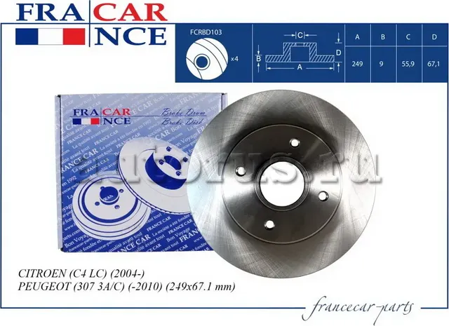 Диск заднего тормоза (Francecar). Артикул FCRBD103