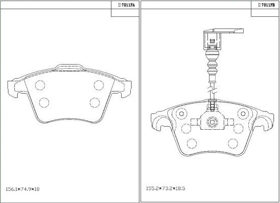 Тормозные колодки Asimco. Артикул KD7011F