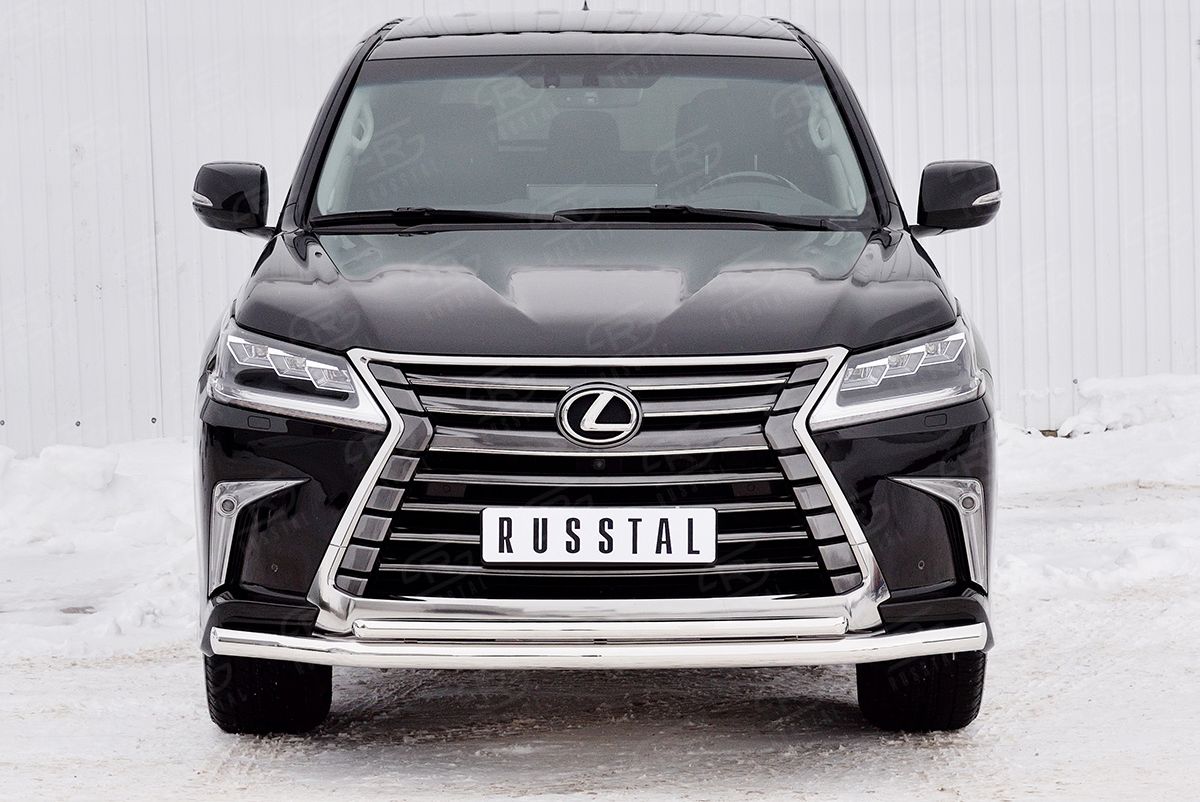 Защита RusStal переднего бампера d63 секция-d42 дуга для Lexus LX450d III 2-й рестайлинг 2015-2026 (кроме F-Sport). Артикул LLX4Z-002513