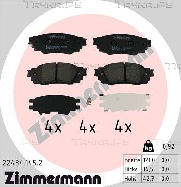 Тормозные колодки Zimmermann для Lexus UX I 2018-2026. Артикул 22434.145.2