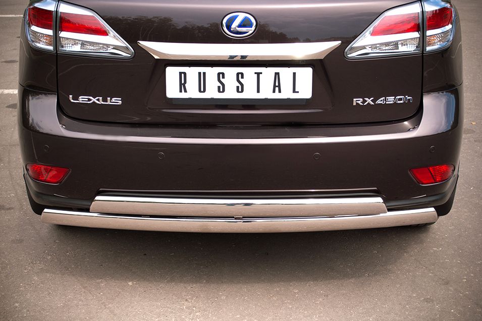 Защита RusStal заднего бампера d75x42/75x42 овалы для Lexus RX 270/350/450h 2012-2026. Артикул LRXZ-000414