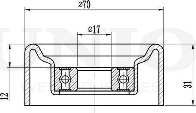 Ролик поликлинового ремня натяжной (Unio). Артикул TNS-10249