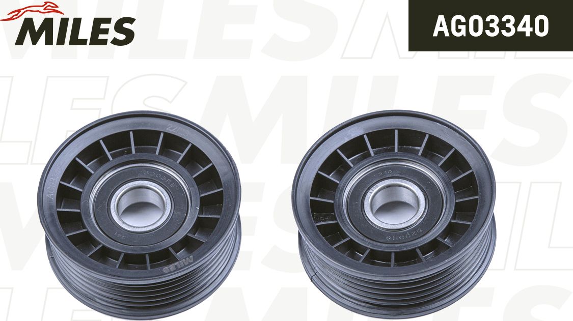 Натяжной ролик (натяжитель) приводного поликлинового ремня Miles. Артикул AG03340