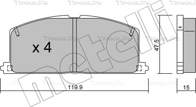 Тормозные колодки Metelli передние для Toyota Corolla E90 1987-1997. Артикул 22-0108-0