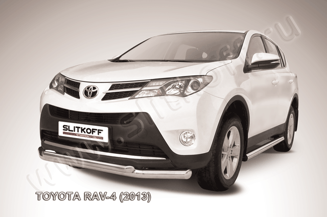 Защита Slitkoff переднего бампера d76/57 двойная для Toyota RAV4 IV 2013-2015. Артикул TR413-001