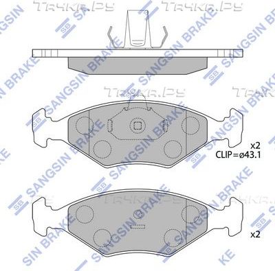 Тормозные колодки Sangsin Hi-Q передние для Fiat Palio I 1996-2004. Артикул SP4237