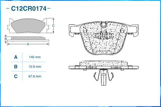 Колодки тормозные задние (Low Metallic) (Cworks). Артикул C12CR0174