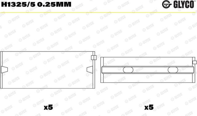 Вкладыши коренные Glyco для Audi Q3 I (8U) 2013-2018. Артикул H1325/5 0.25mm