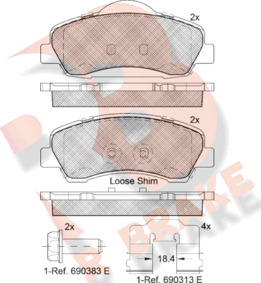 Тормозные колодки R Brake. Артикул RB2131