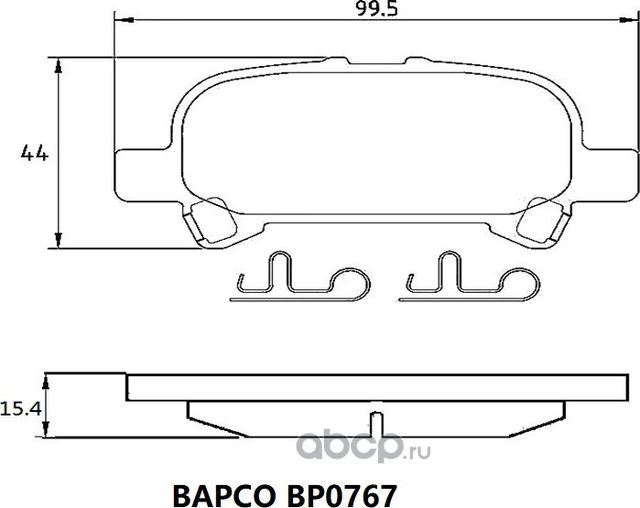 Колодки тормозные дисковые зад. TOYOTA Avalon 99-05, Camry Solara (USA (Bapco). Артикул BP0767