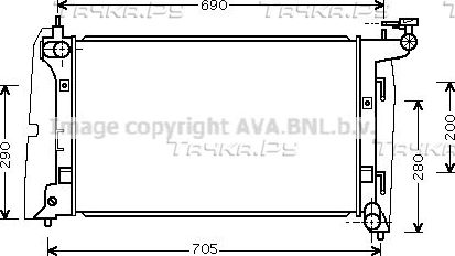 Радиатор охлаждения двигателя AVA. Артикул TOA2290